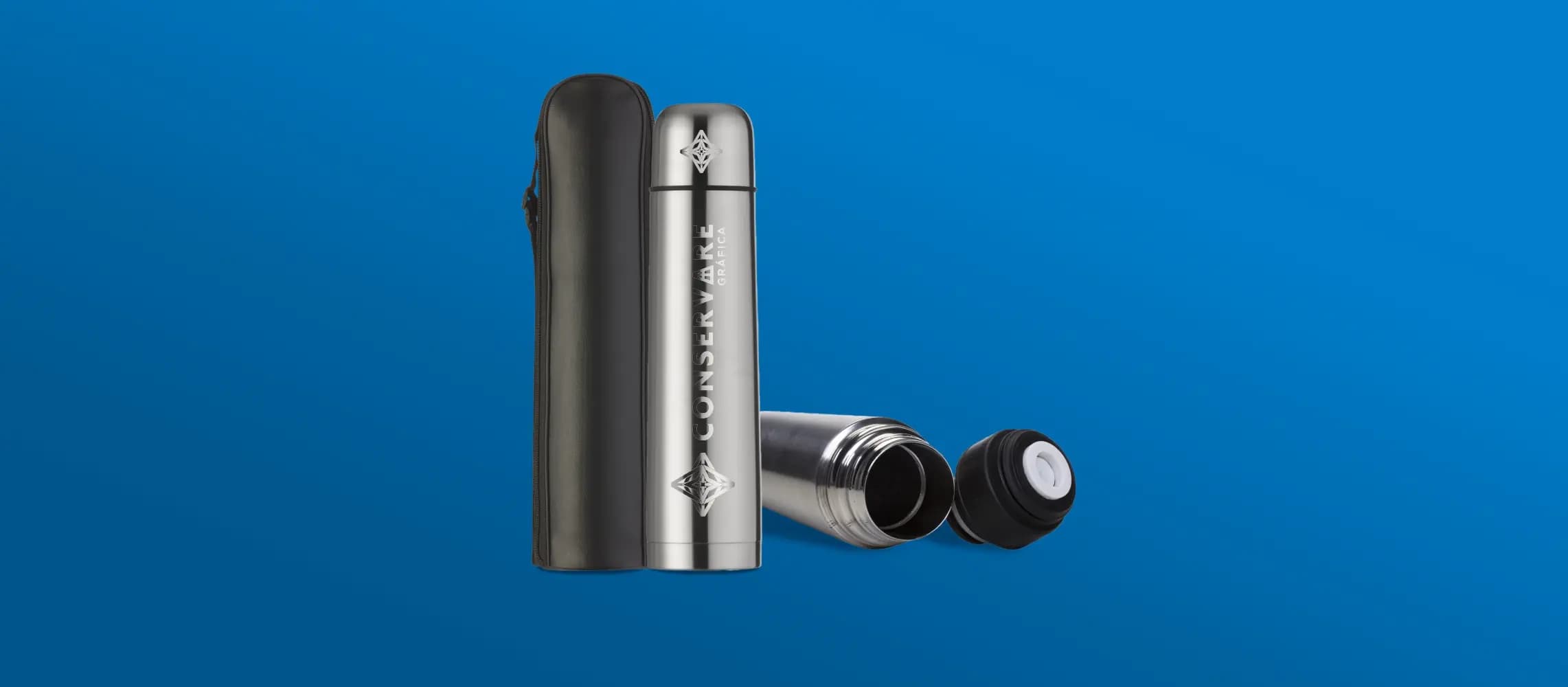 Garrafa Térmica em Inox com Capa Protetora
